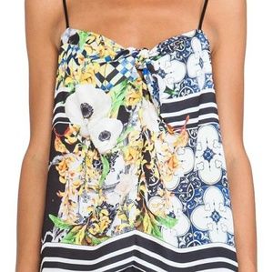 Clover Canyon multicolor greek tile print silk top